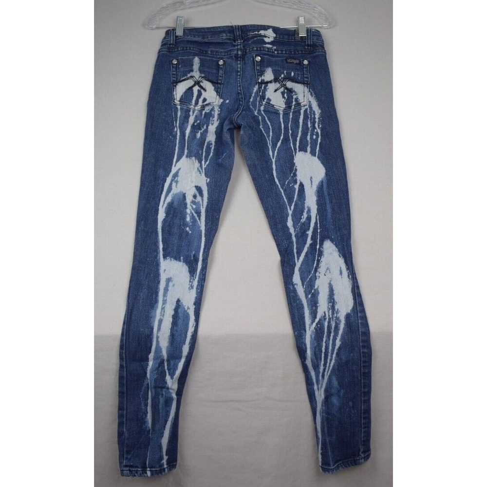 ZD Premium (Sz 5) Distressed Paint Jeans Goth Punk Rock Splatter‎ Ripped W28